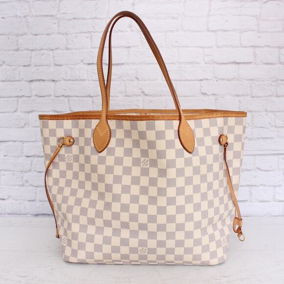 Louis Vuitton Neverfull MM Damier Azur Tote Shoulder Purse White Handbag A5147 - Picture 1 of 11